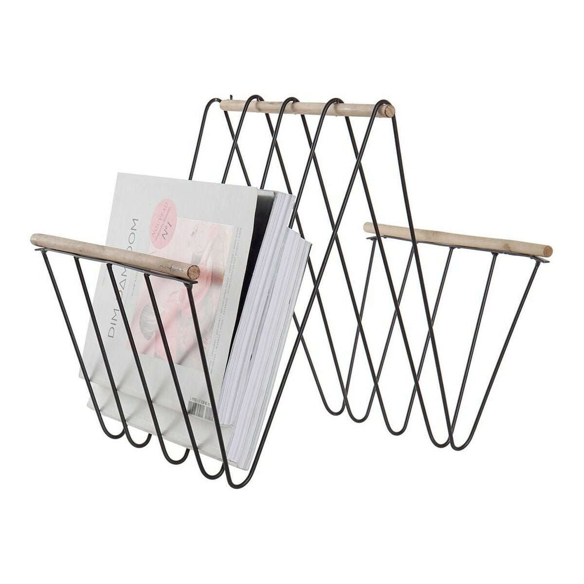 Lehtiteline musta rautakori, puu, metalli & MDF, 41×31×36 cm, loft-tyyli