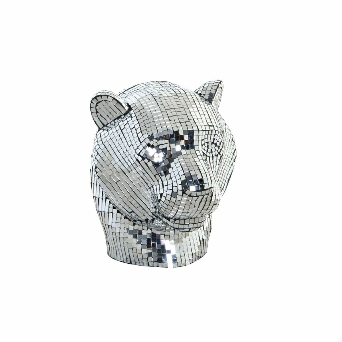 Leopardi koristehahmo, hopeinen peilimäinen pinta, hartsi 31×27×32 cm glam-tyyli