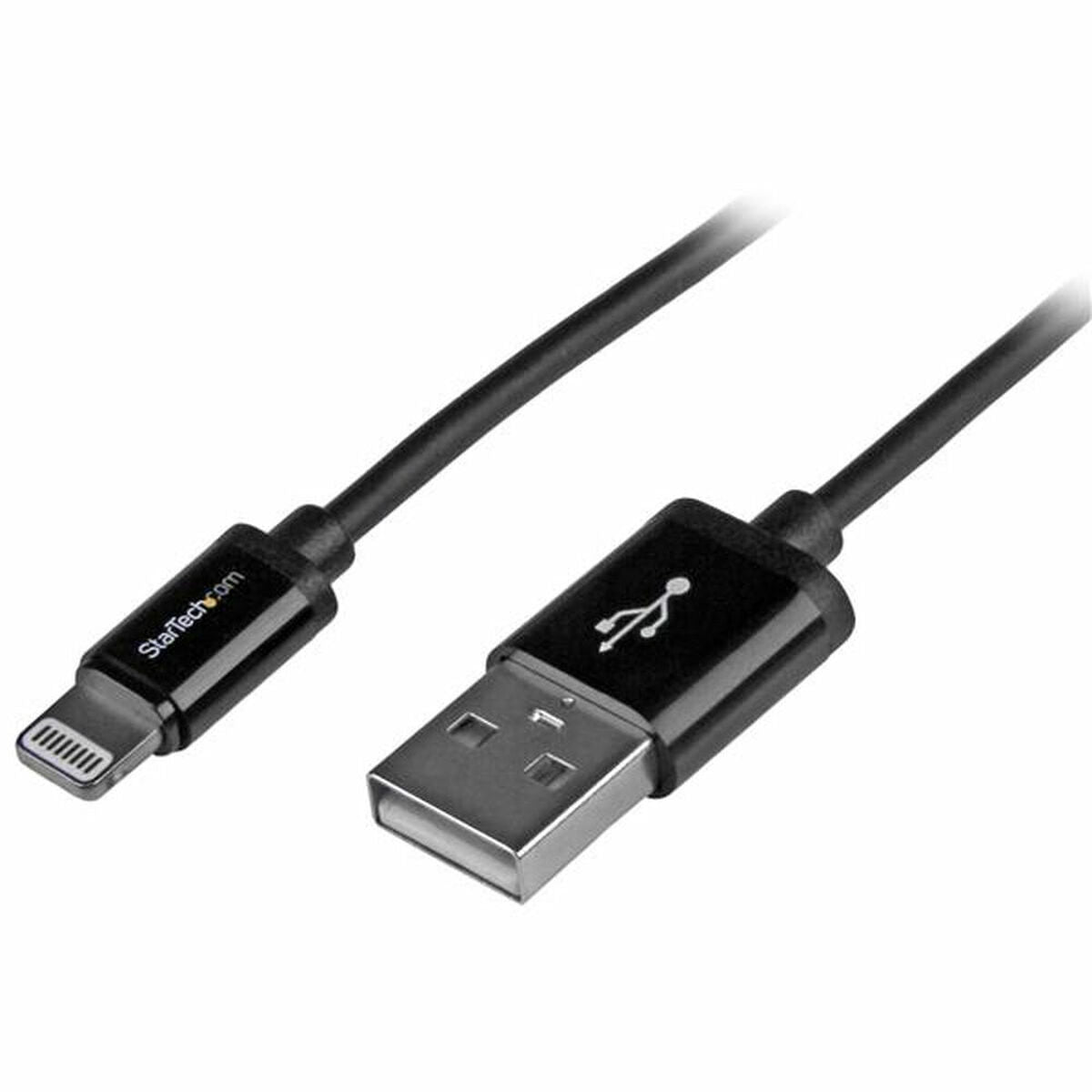 USB-Lightning kaapeli 1 m, USB-A liitin, PVC, musta & hopea, iPhonelle ja iPadille