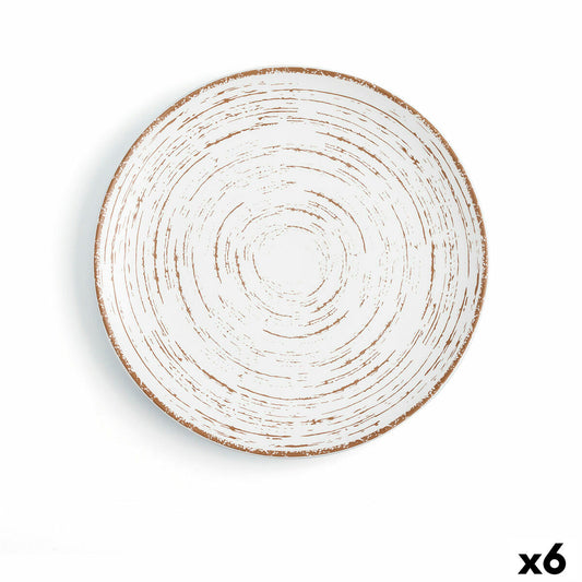 Litteä lautanen 24 cm, keramiikka kaksivärinen, astianpesukoneenkestävä 6 kpl