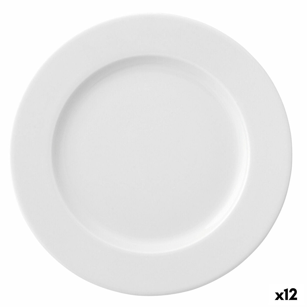 Litteä lautanen 24 cm, valkoinen keramiikka, 12 kpl setti - tiskikone & uuniin