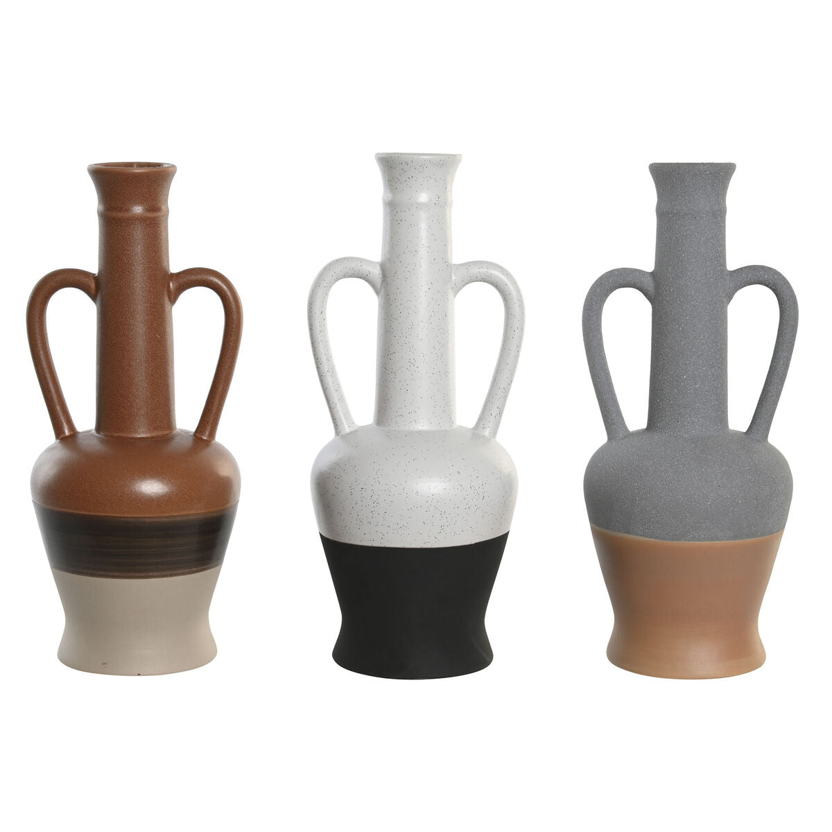 Maljakko posliini 30 cm, 3 kpl – valkoinen, harmaa & terrakotta, sisustukseen
