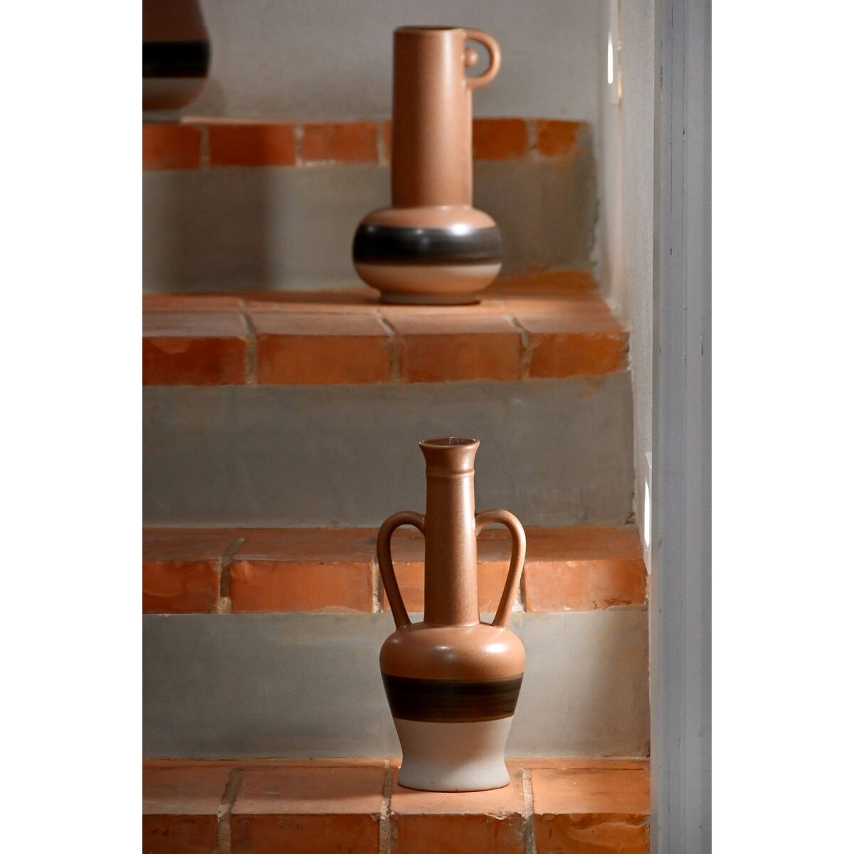 Maljakko posliini 30 cm, 3 kpl – valkoinen, harmaa & terrakotta, sisustukseen