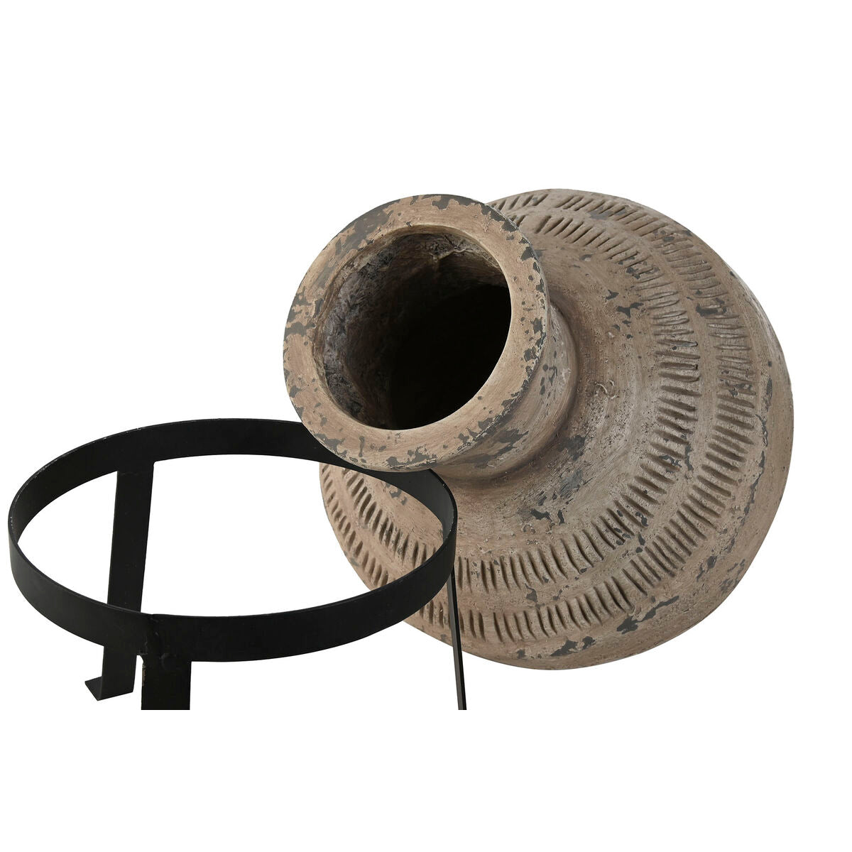 Maljakko 47 cm, musta beige metalli, sisustusmaljakko antiikkityyli tilava