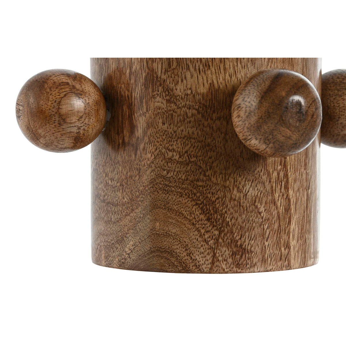 Mangopuinen maljakko ruskea 16×10 cm, pallokoristeet – sisustuspöydälle
