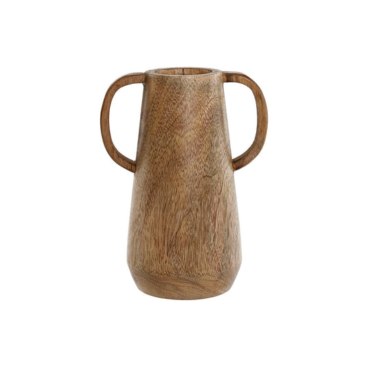 Mangopuinen maljakko kahvoilla, ruskea luonnonvärinen sisustusesine 23×16×12 cm