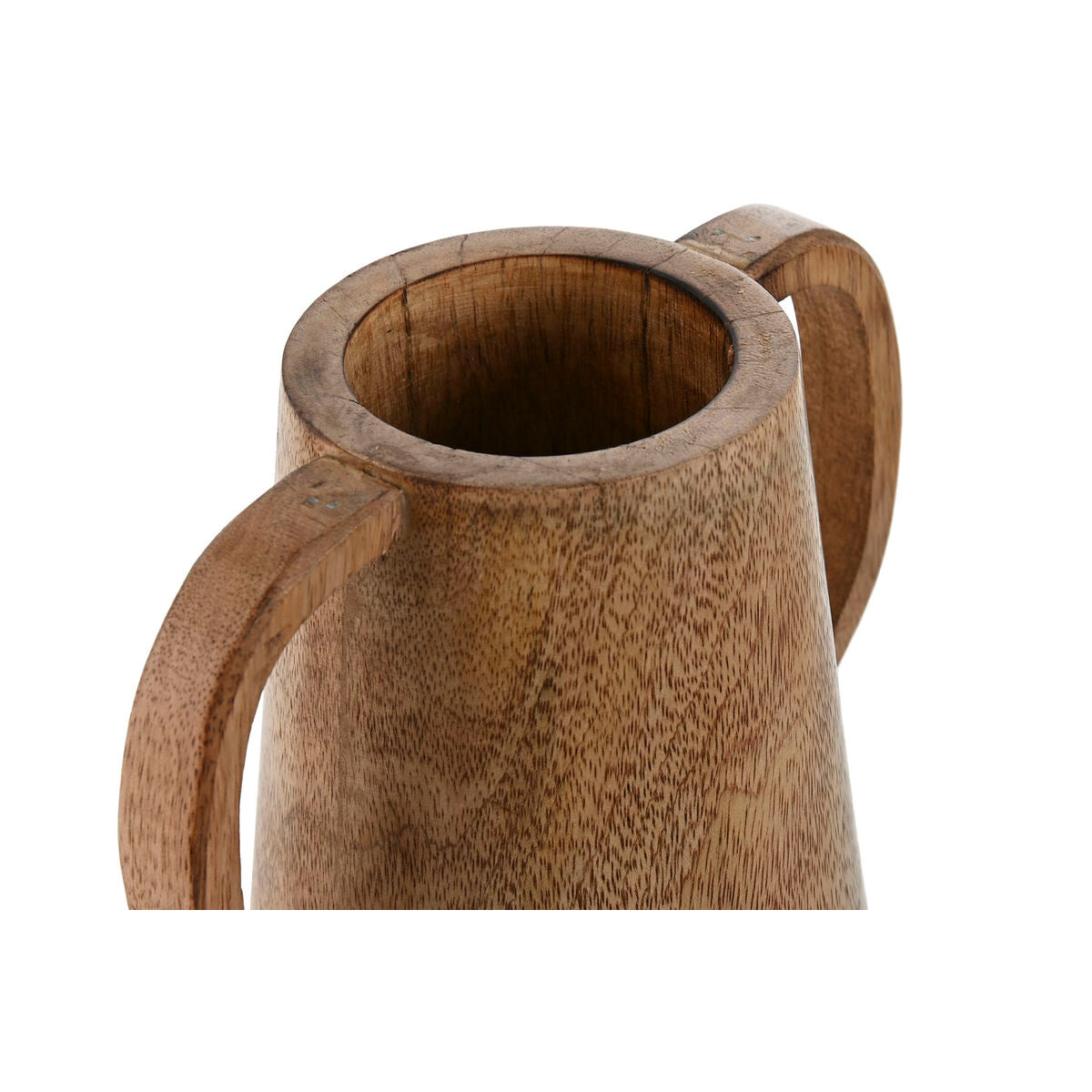Mangopuinen maljakko kahvoilla, ruskea luonnonvärinen sisustusesine 23×16×12 cm
