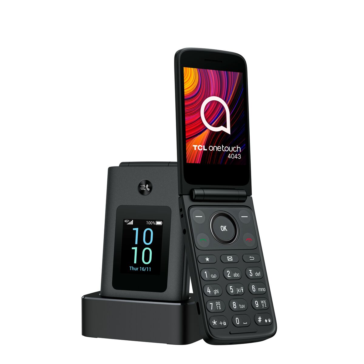 Matkapuhelin senioreille, kansipuhelin 2,8\" näyttö, hätäpainike, 4G Dual SIM, harmaa
