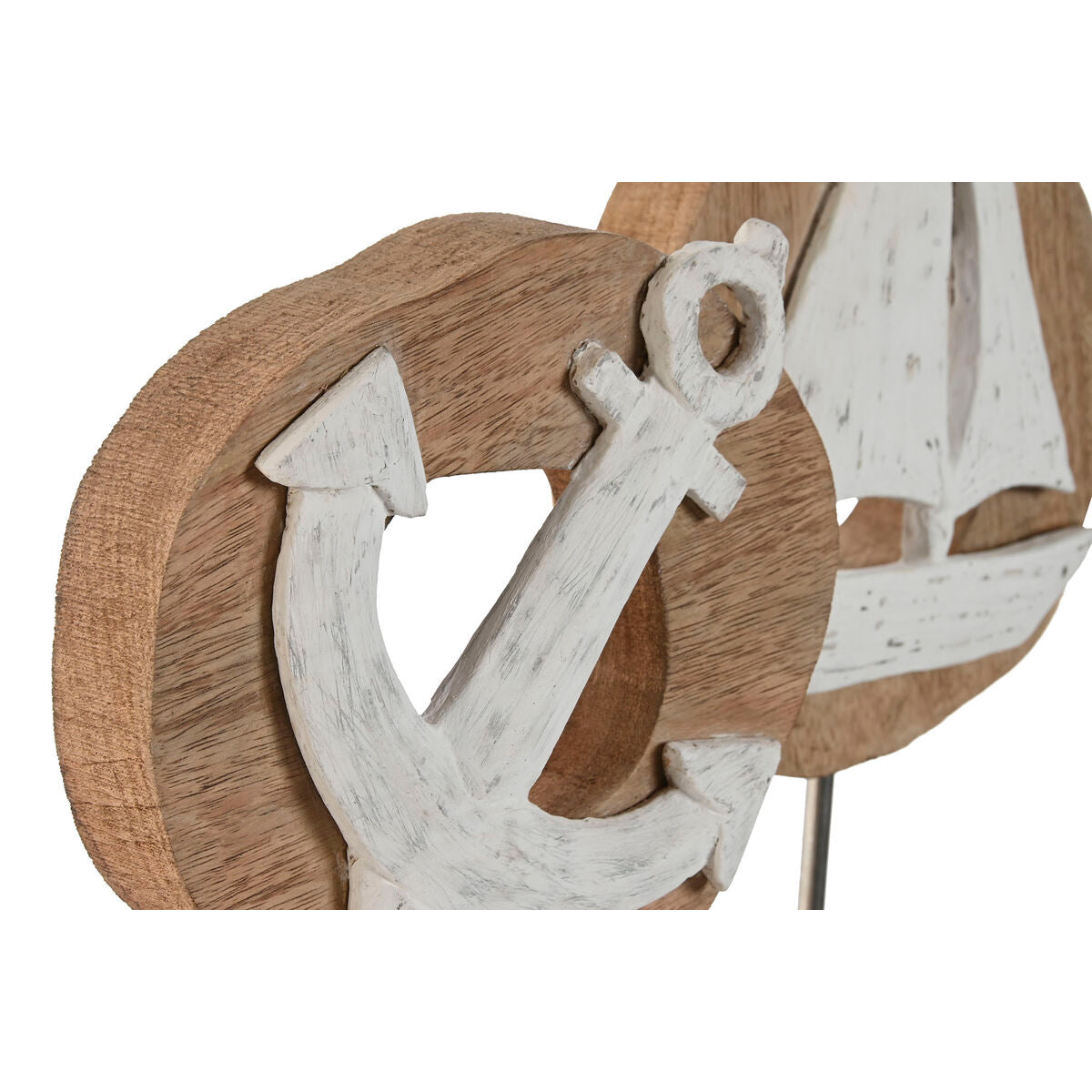 Merellinen koristehahmo ankkuri & laiva, puu & resiini, 19 x 10 x 38 cm, 2 kpl