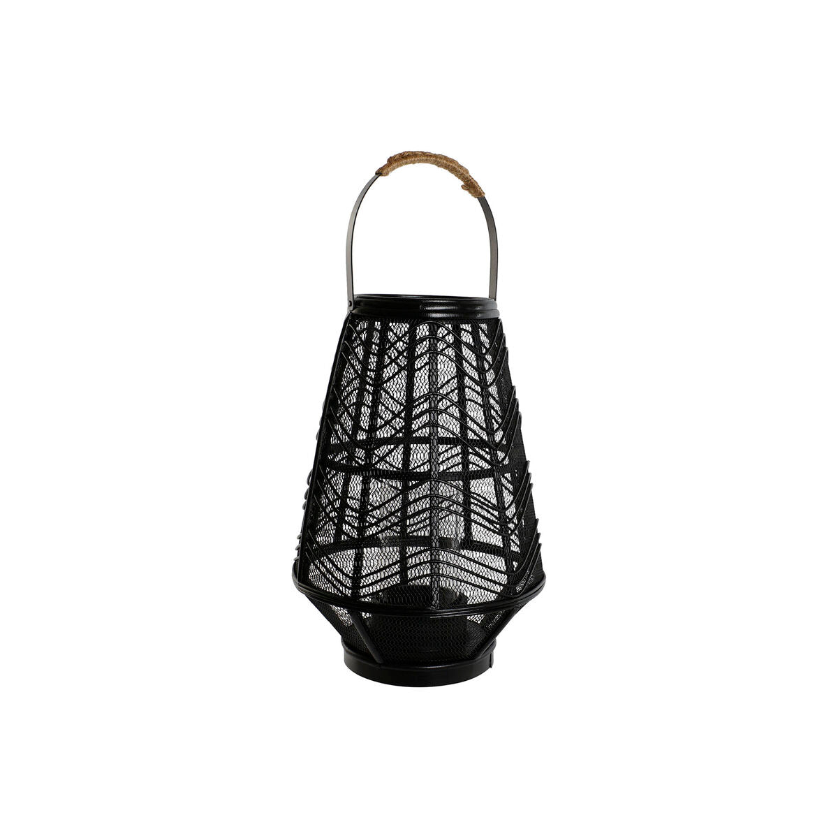 Metallinen kynttilänjalka musta, 27,5 x 27,5 x 40 cm, kolonial-tyyli juuttikahvalla
