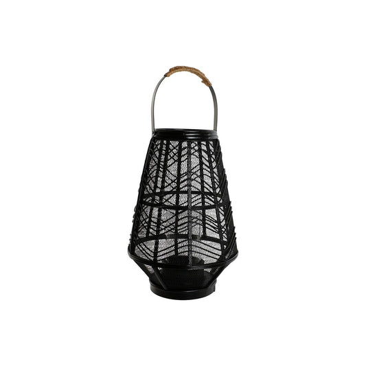 Metallinen kynttilänjalka musta, 27,5 x 27,5 x 40 cm, kolonial-tyyli juuttikahvalla
