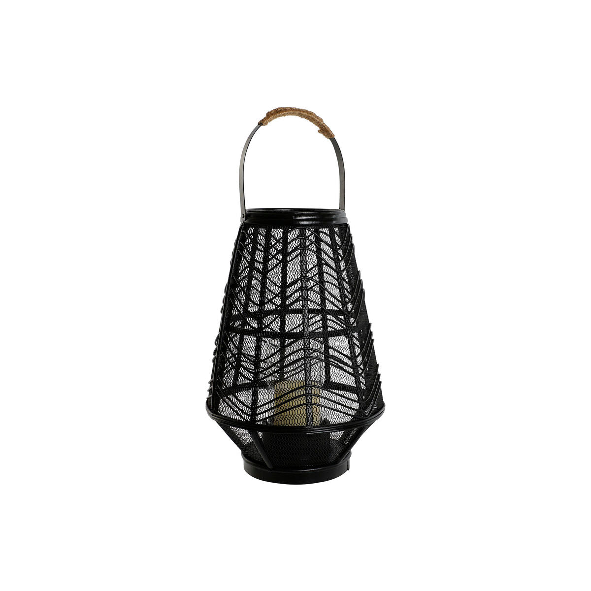 Metallinen kynttilänjalka musta, 27,5 x 27,5 x 40 cm, kolonial-tyyli juuttikahvalla