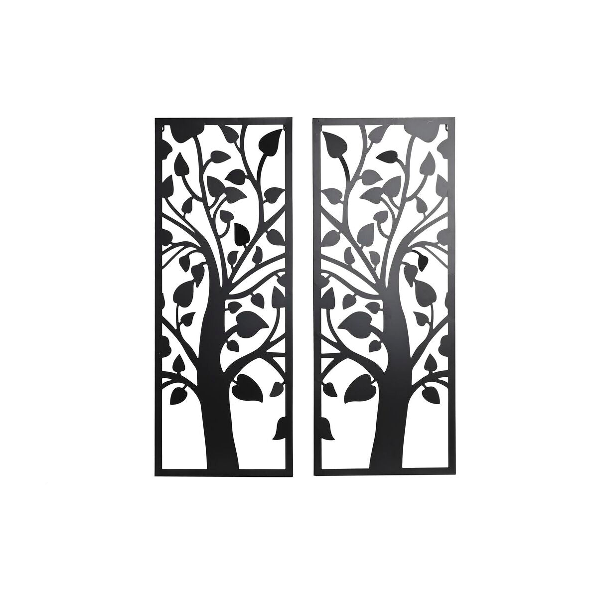 Metallinen seinäkoriste 2 kpl, puu shabby chic, musta, 35 x 1,3 x 91 cm sisälle