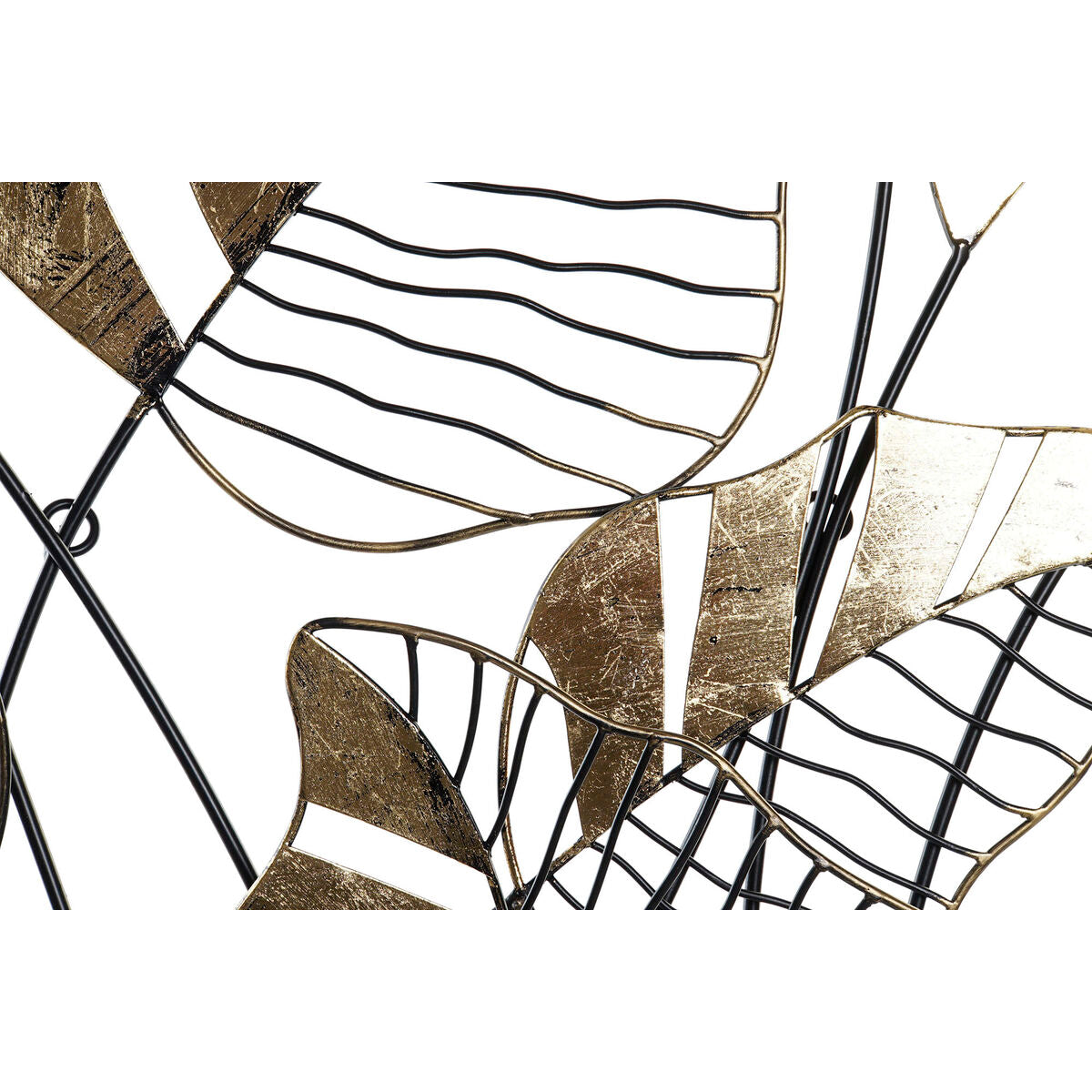 Seinäkoriste metallilehti musta-kultainen 77 x 2,5 x 103 cm, sisustukseen