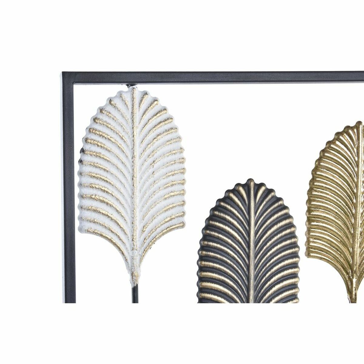 Seinäkoriste metallinen lehtikuvio 35 x 2 x 90 cm, musta kehys & monivärinen
