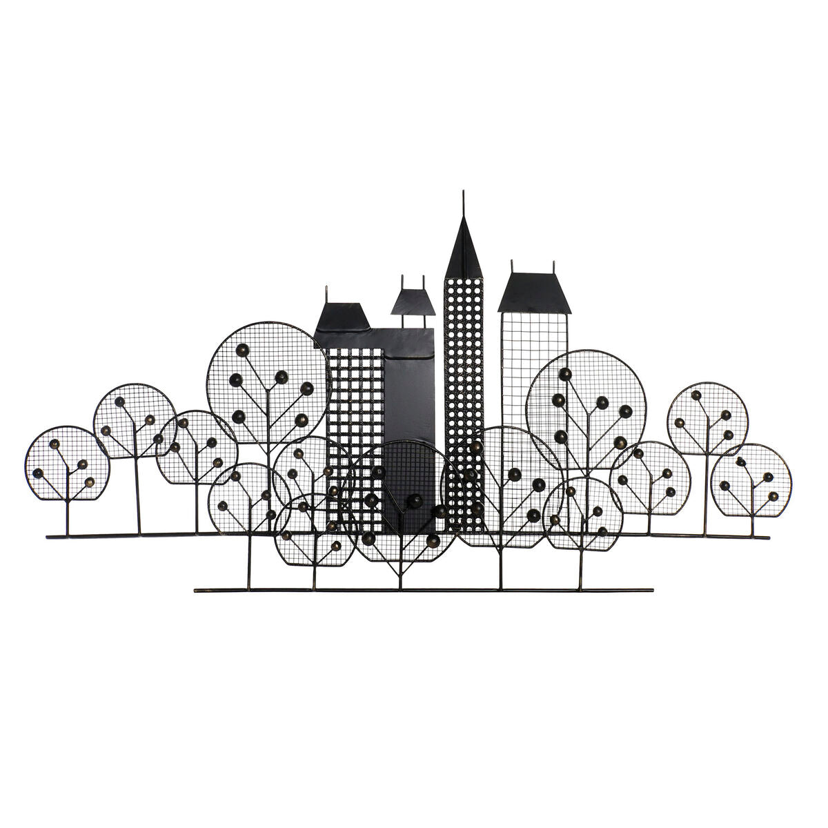 Seinäkoriste metallinen musta kullattu loft 105 x 6 x 56 cm olohuoneeseen