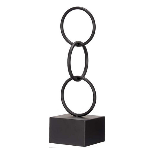 Metallinen sisustuskoriste renkaat, musta 12,5×40,5×12,5 cm moderni pöydälle