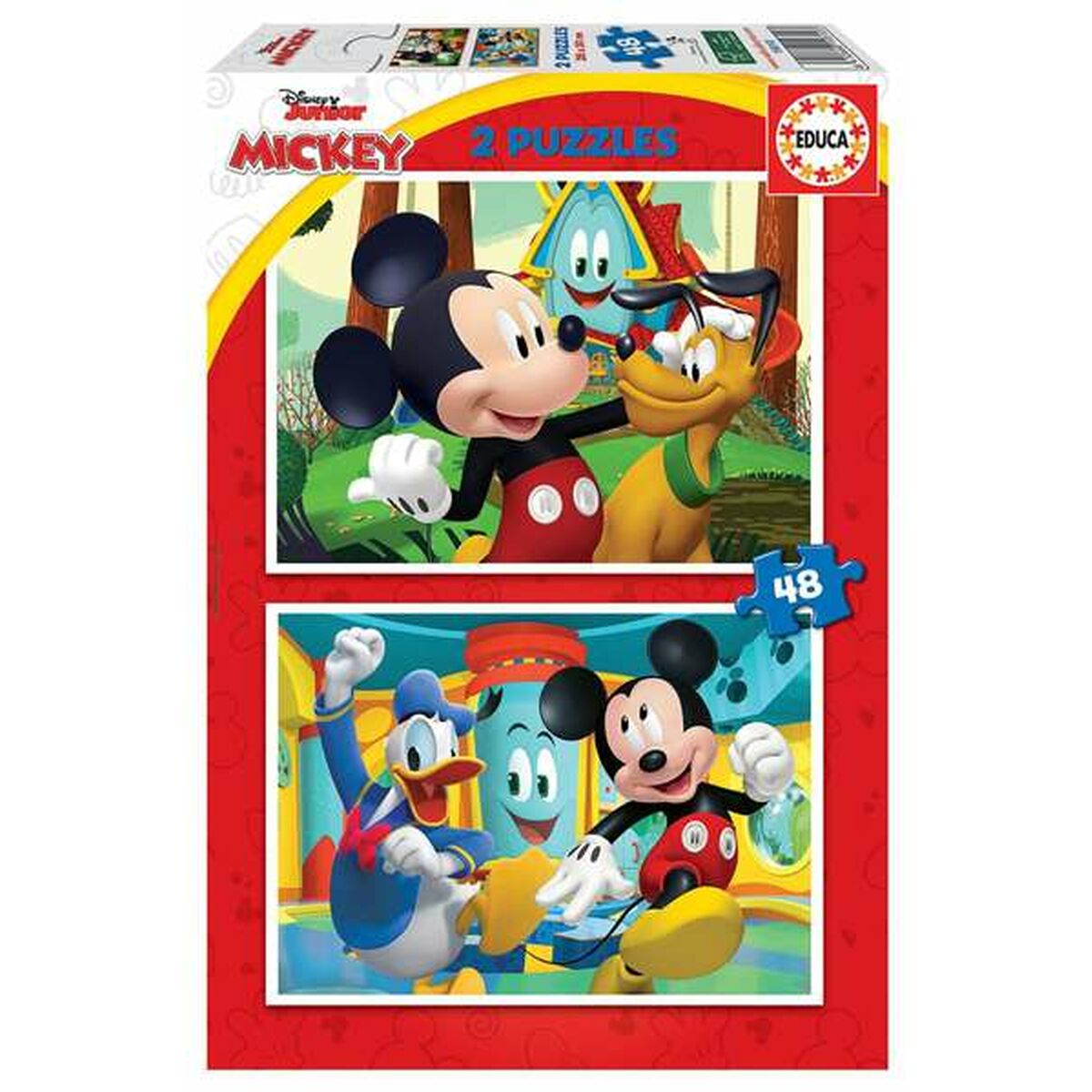 Mickey Mouse palapeli 2 x 48, 2-palapeli setti lapsille, Disney Educa moniväri