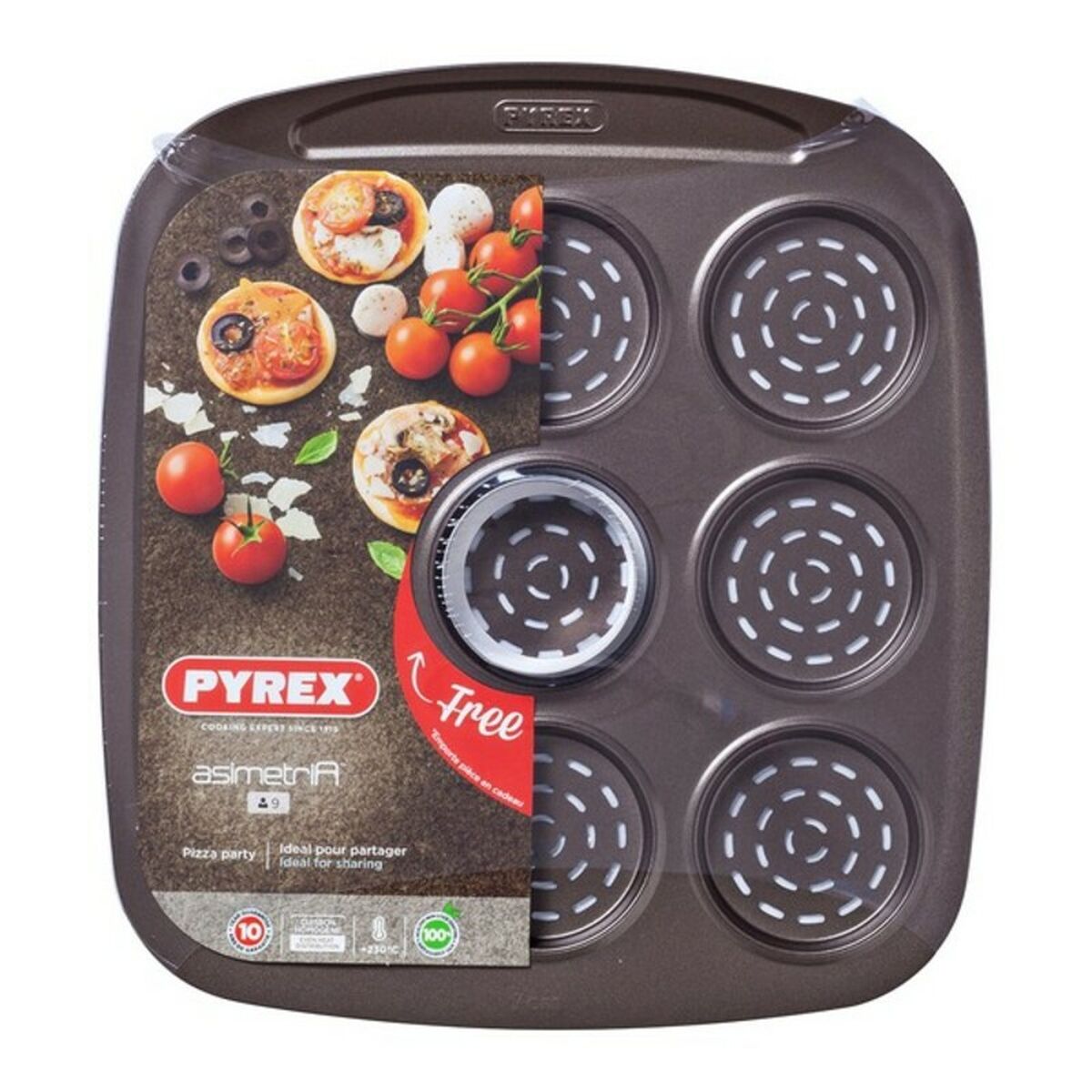 Minipizza vuoka 9 kpl, astianpesukoneeseen galvanoitu teräs 16×16 cm Pyrex