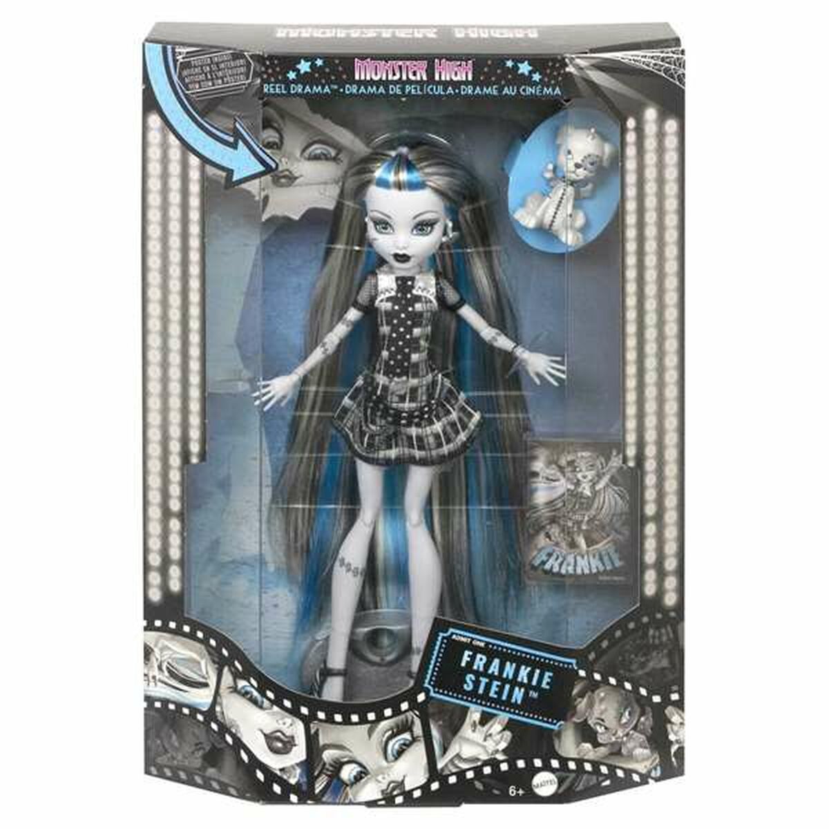 Monster High nukke Frankie Stein, 6+ keräily- ja leikkihahmo ikonisella tyylillä