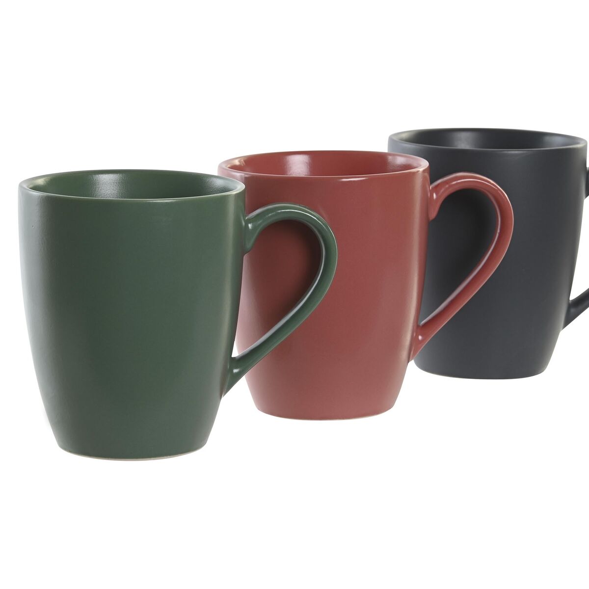 Mukisetti 4-osainen 300 ml, keramiikka, vihreä, pinkki & tummanharmaa teline
