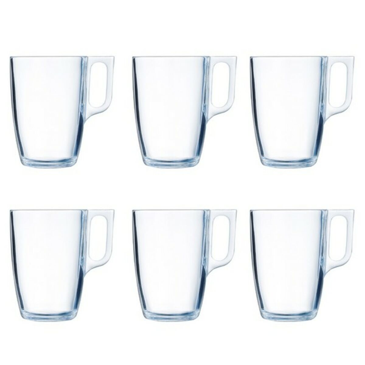 Mukisetti 6 kpl 400 ml, läpinäkyvä lasi - kahvimukit arkeen & tarjoiluun