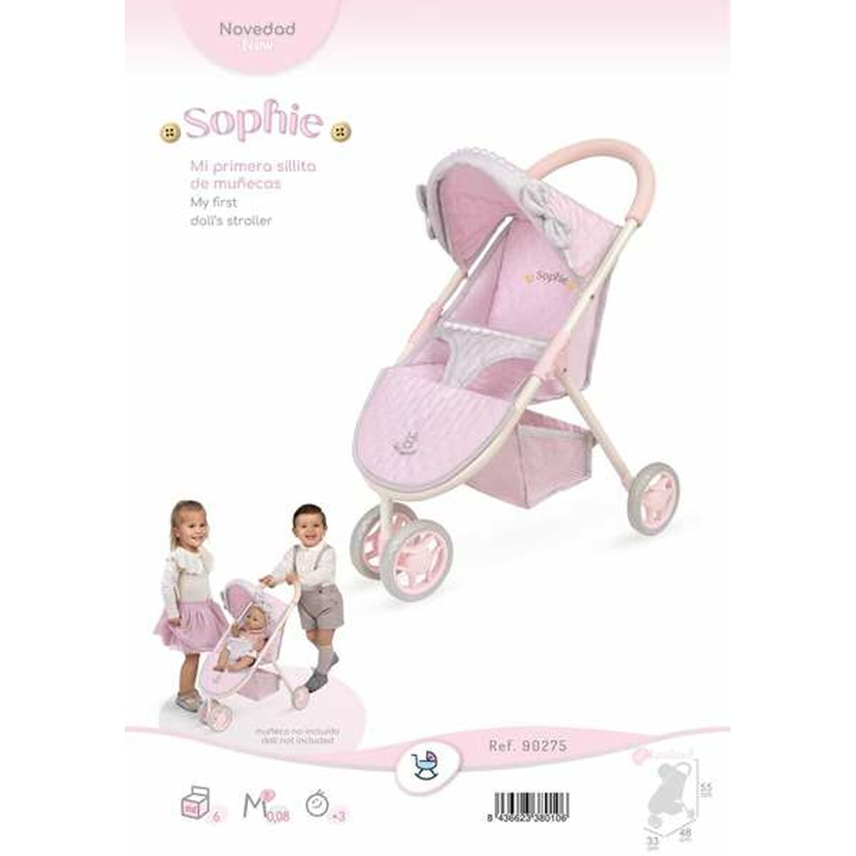 Nuken tuoli 50 cm, metallirunko & pehmustettu istuin, koottava, 3+ v Decuevas