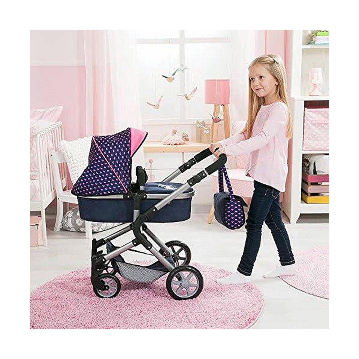 Nuken vaunut 63 cm, laivastonsininen yhdistelmävaunu Combi Neo lapsille, laukku