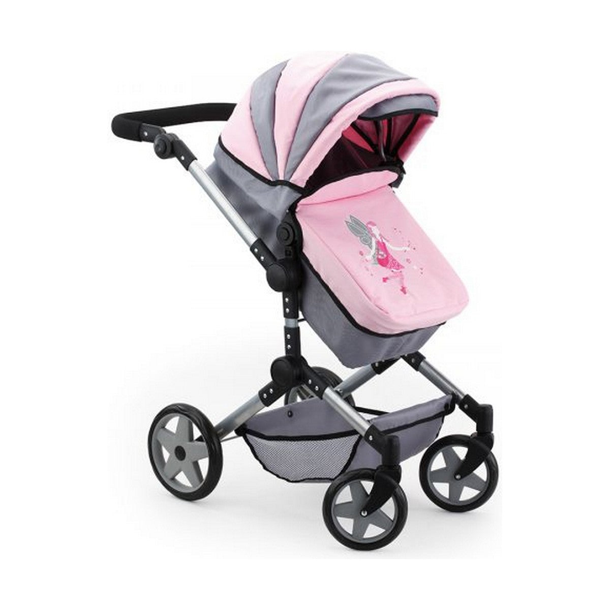 Nukenvaunut 57 cm, harmaa, koottava - Reig Pram Neo Pro, sis. hoitolaukku 3+