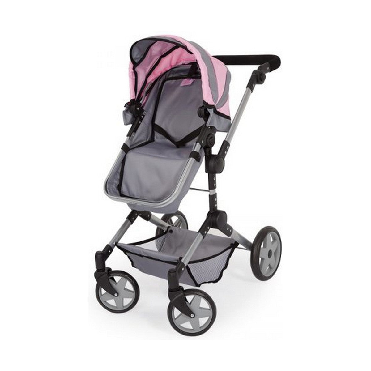 Nukenvaunut 57 cm, harmaa, koottava - Reig Pram Neo Pro, sis. hoitolaukku 3+