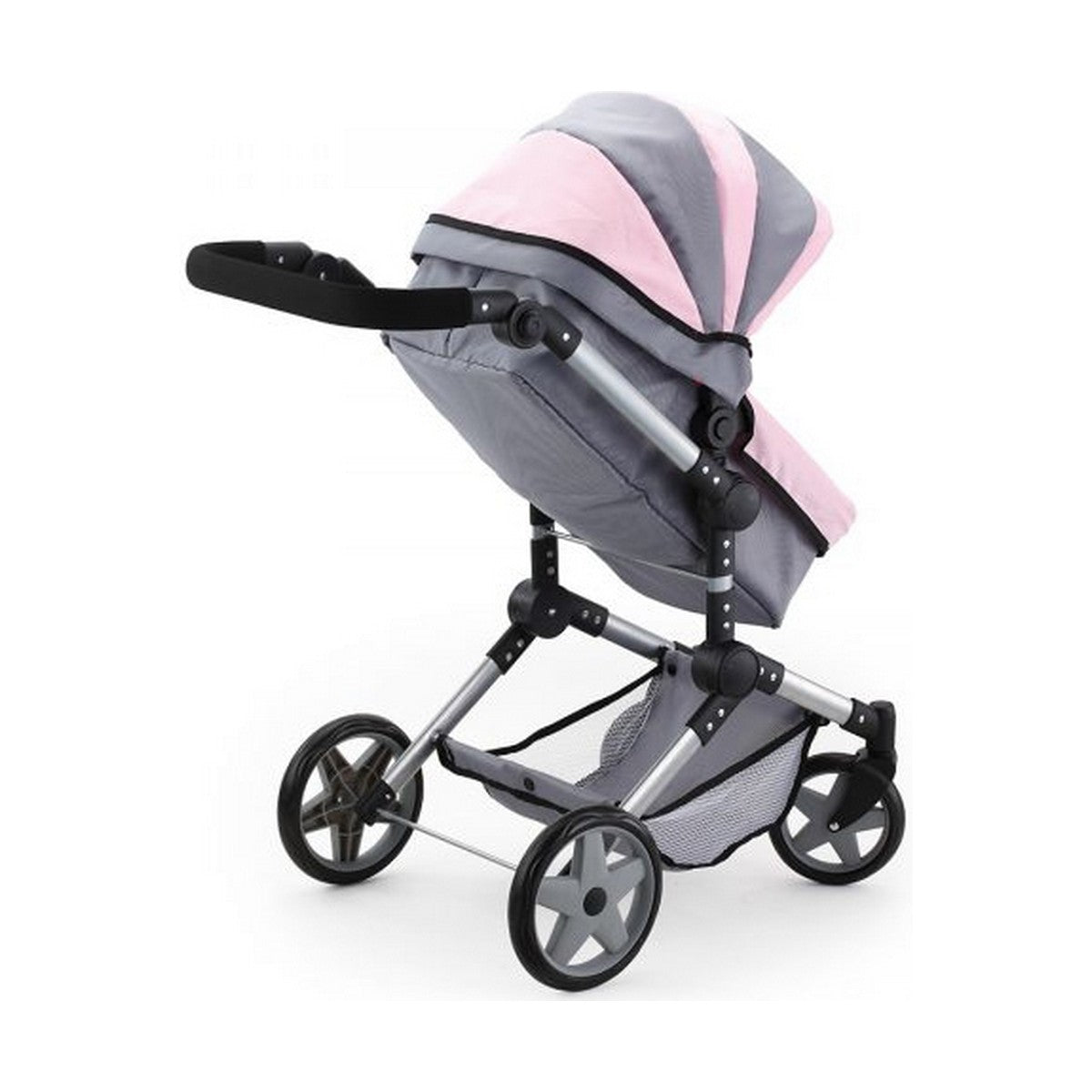 Nukenvaunut 57 cm, harmaa, koottava - Reig Pram Neo Pro, sis. hoitolaukku 3+