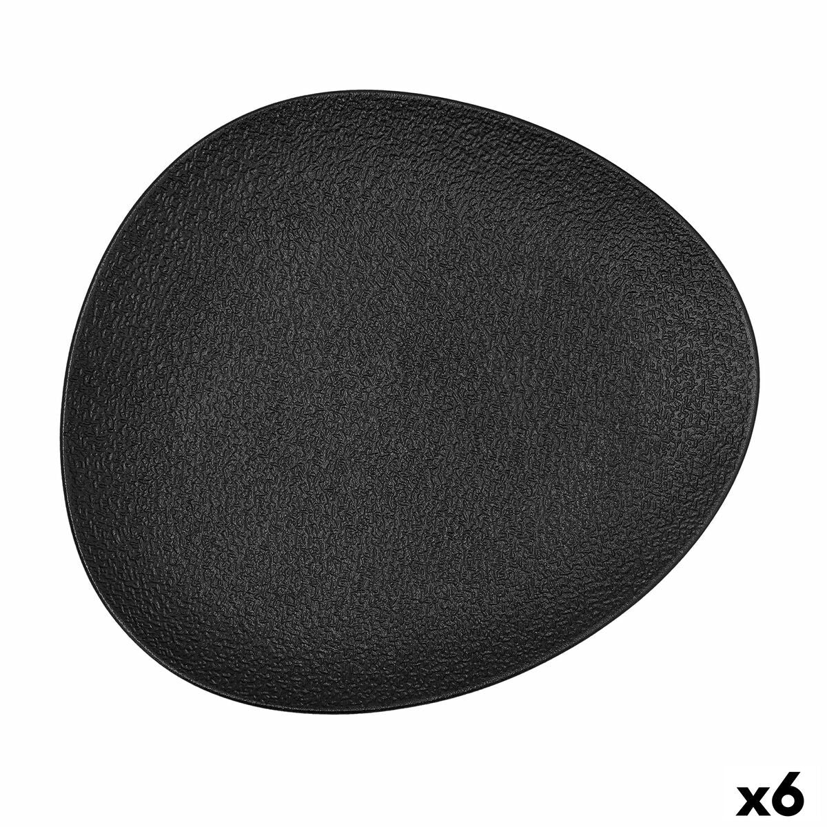 Ovaali keraaminen ruokalautanen 28 x 24,8 x 2,5 cm, musta - 6-osainen