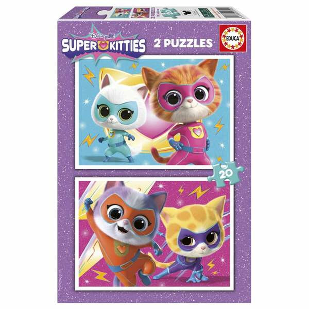 Palapeli kaksipakkaus 2 x 20 palaa, lapsille 3+, kartonki Superkitties, Educa
