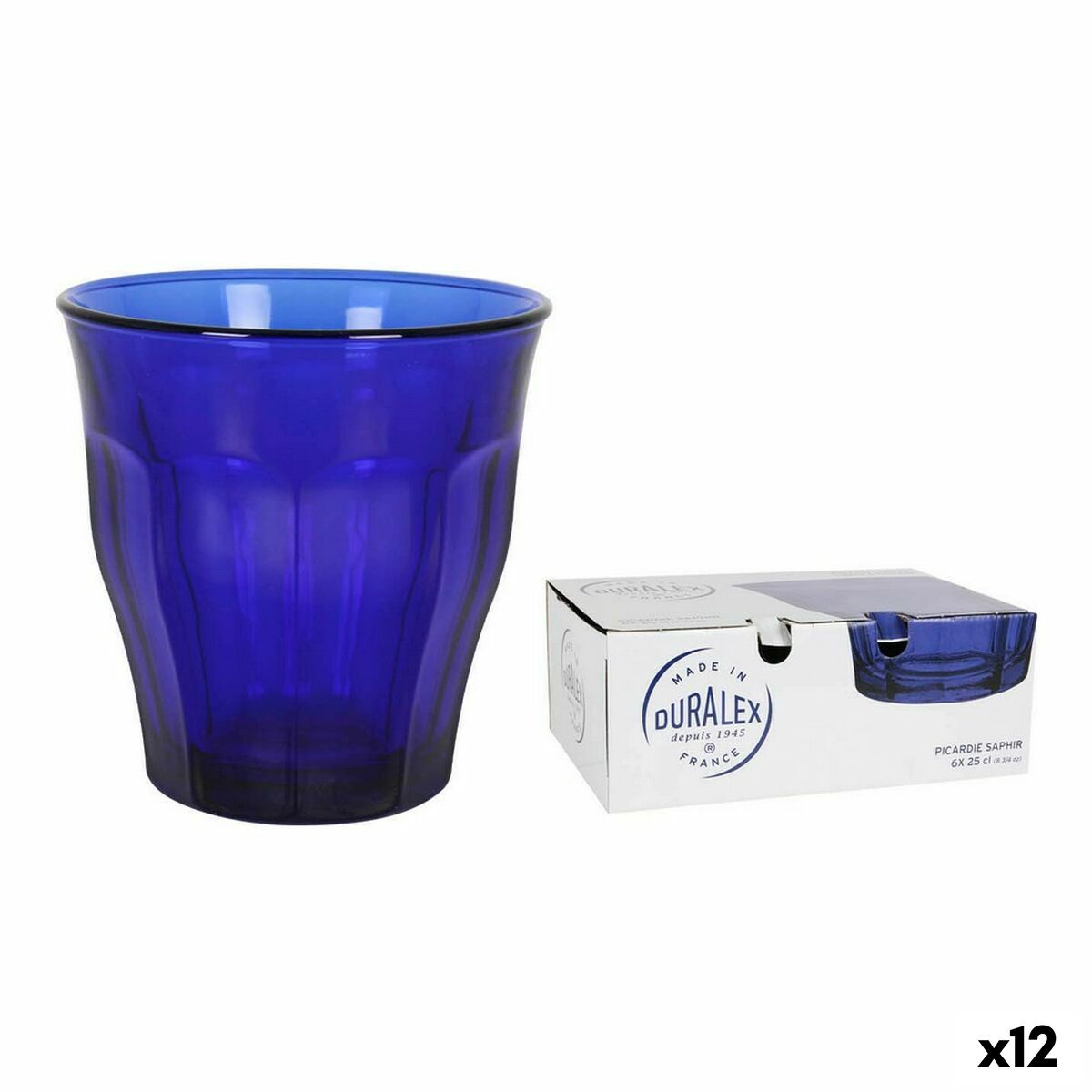 Picardie lasi 250 ml sininen, 6 kpl - kristallinen juomalasi keittiöön, Duralex