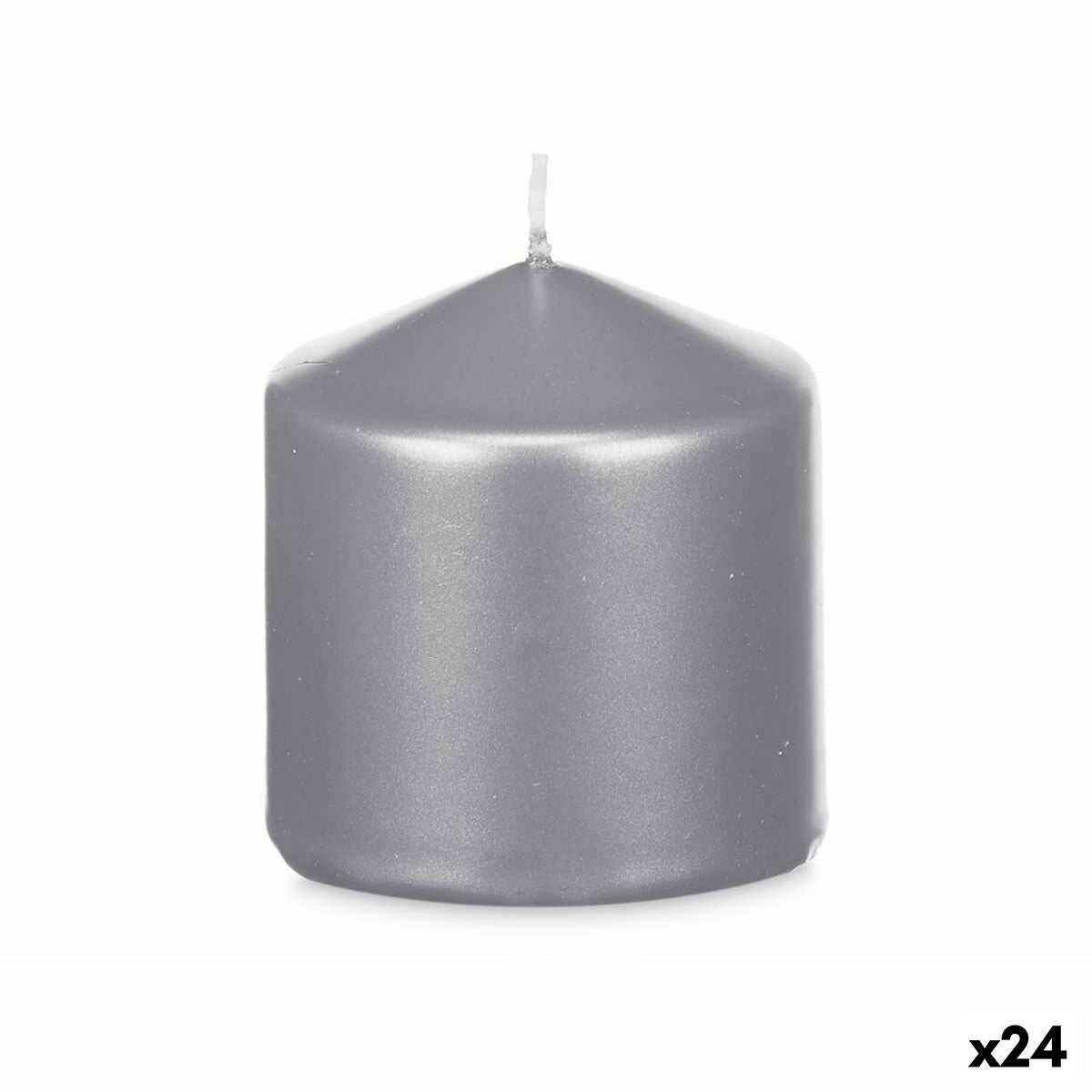 Pilarikynttilä 7 x 7,5 cm hopea, 24 kpl - 27 h paloaika metallinhohtoinen