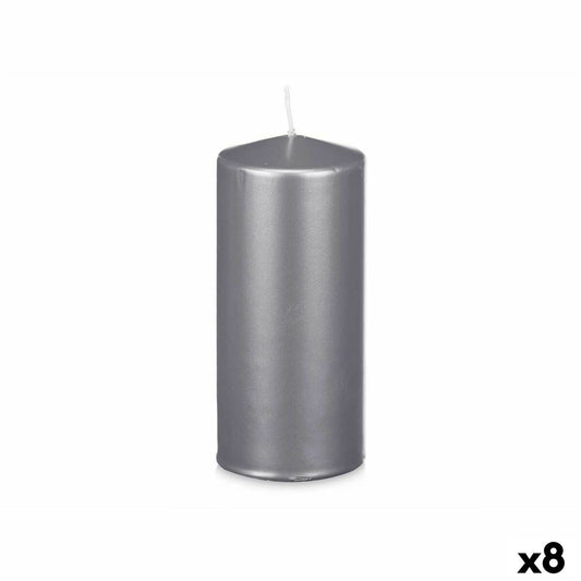 Pilarikynttilä 9 x 20 cm hopea, 80 h paloaika, 8 kpl juhla- & koristekynttilä