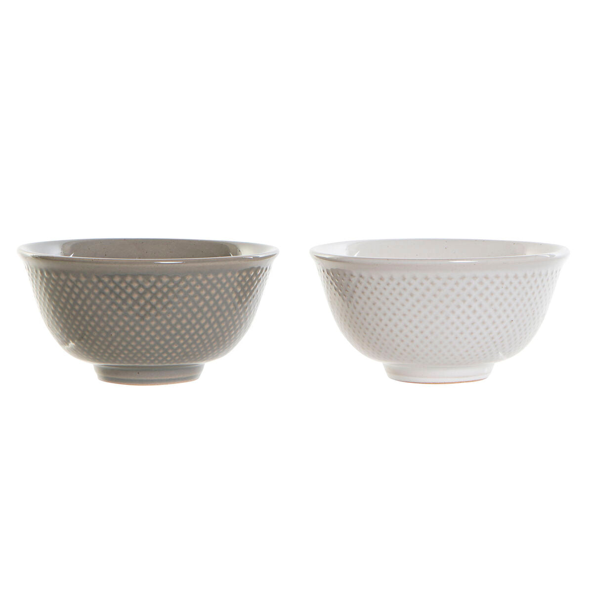 Posliinikulho mikroon sopiva, 12,5 cm, 2 kpl - valkoinen & harmaa