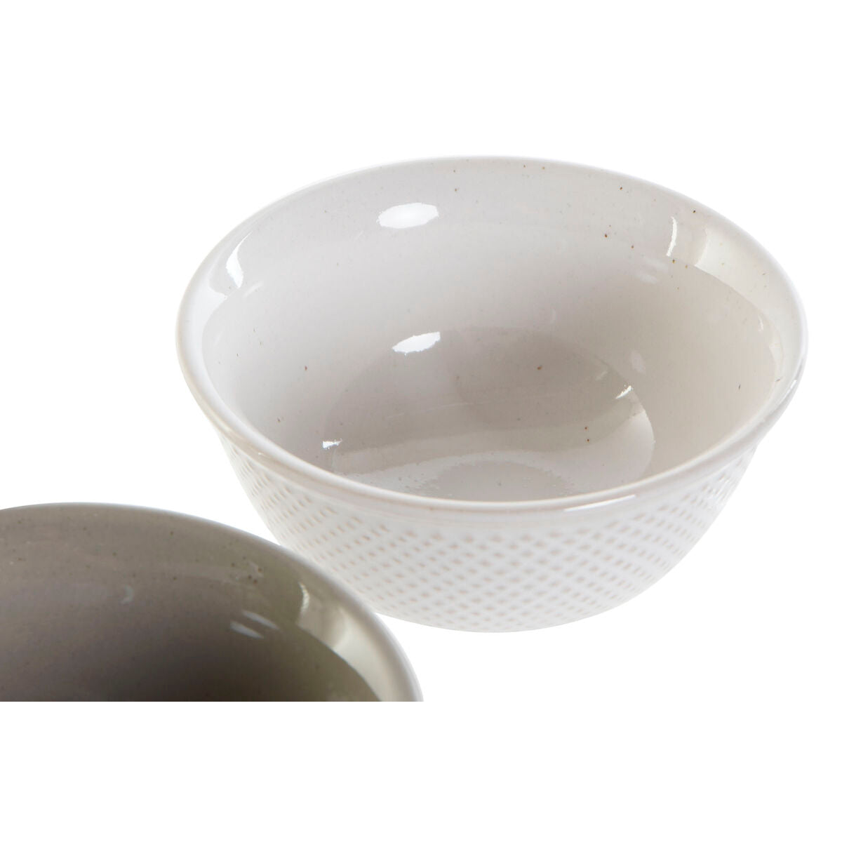 Posliinikulho mikroon sopiva, 12,5 cm, 2 kpl - valkoinen & harmaa