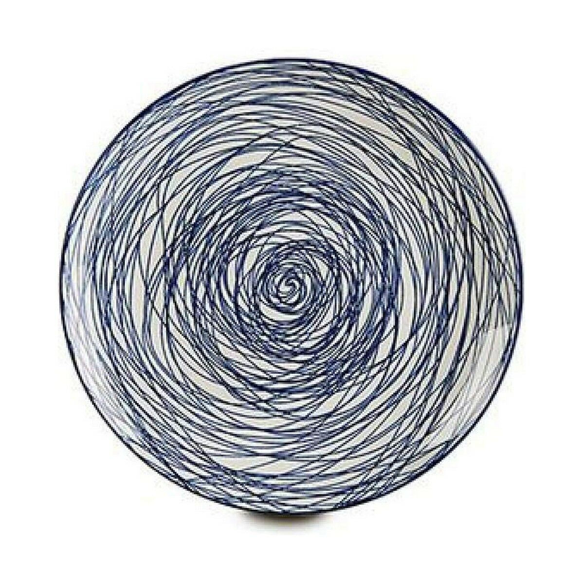 Litteä lautanen 24 cm, posliini, raidallinen sinivalkoinen, astianpesukoneeseen