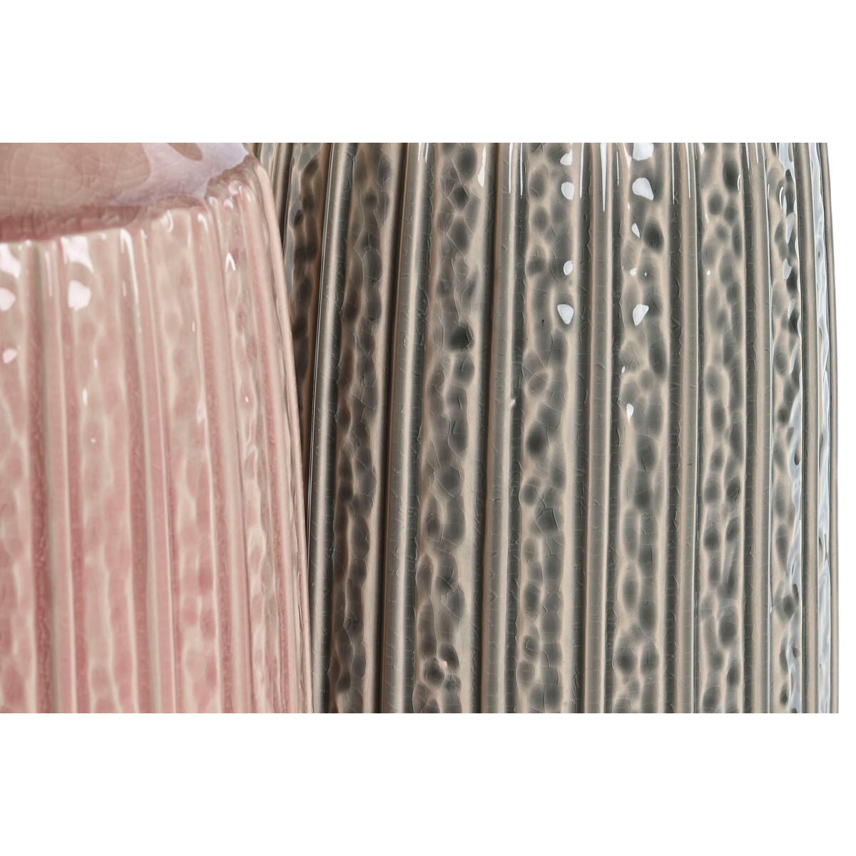 Maljakko posliini 15×15×31 cm, 2 kpl, harmaa & pinkki, kodin sisustukseen