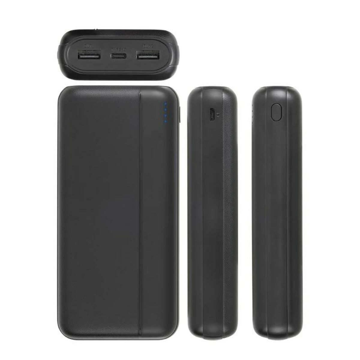Powerbank 20000 mAh, USB-C & EU-pistoke, musta, puhelimille ja tableteille