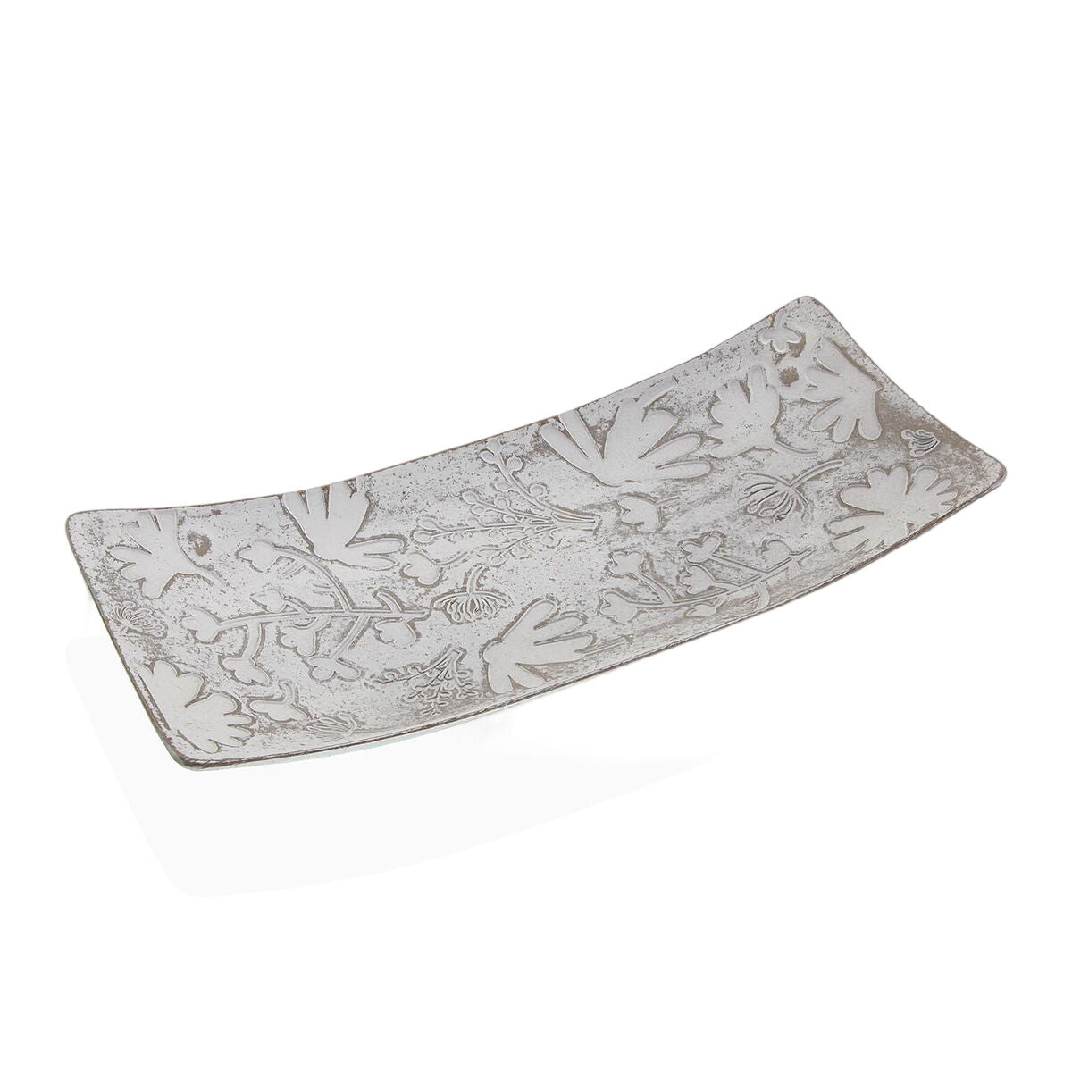 Pöytäkoriste valkoinen MDF kukilla, keskikoriste kahvipöydälle 38,5×16×4,5 cm