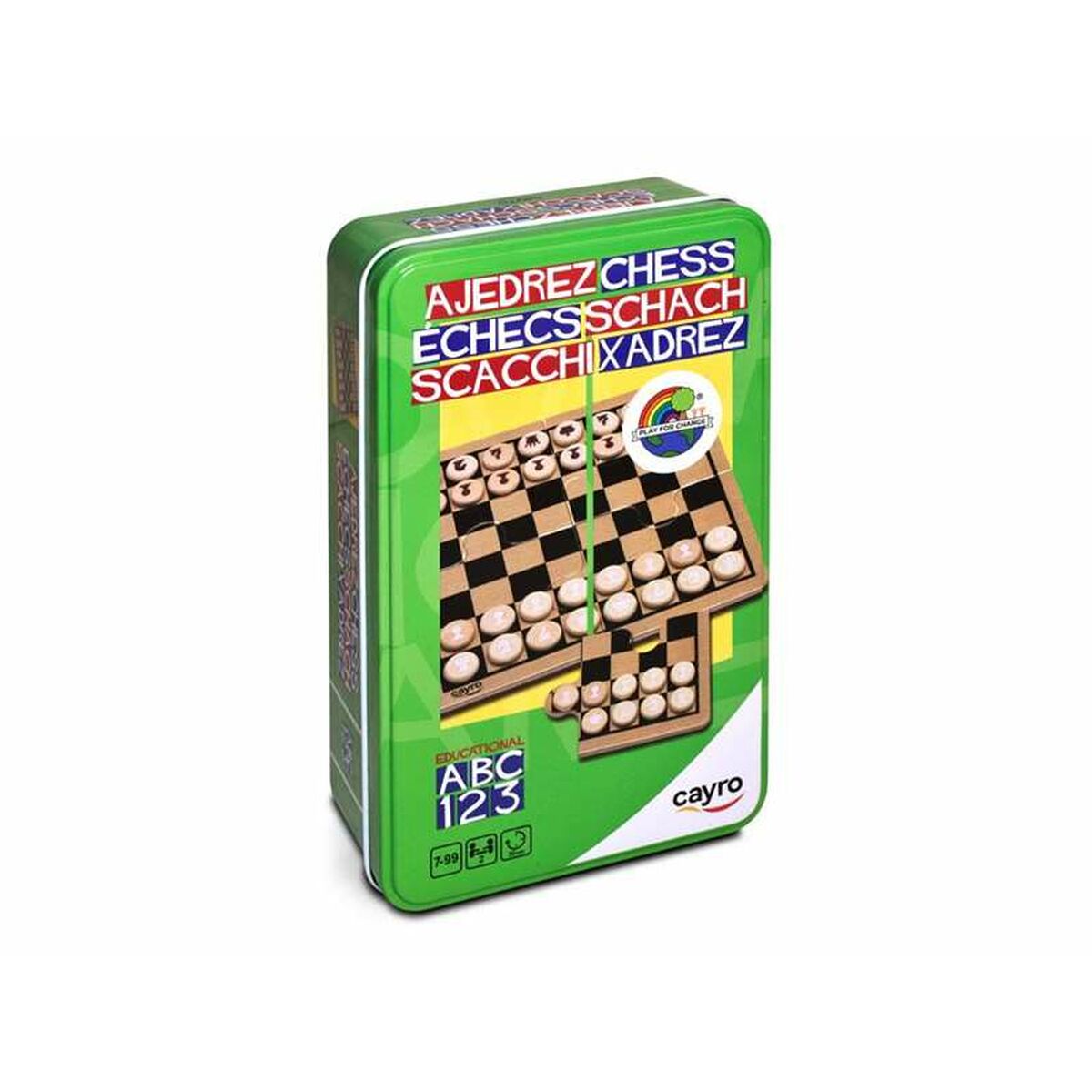 Puinen shakkipeli, shakkilauta & nappulat lapsille 7+, matkakokoinen 12×19,5×5 cm