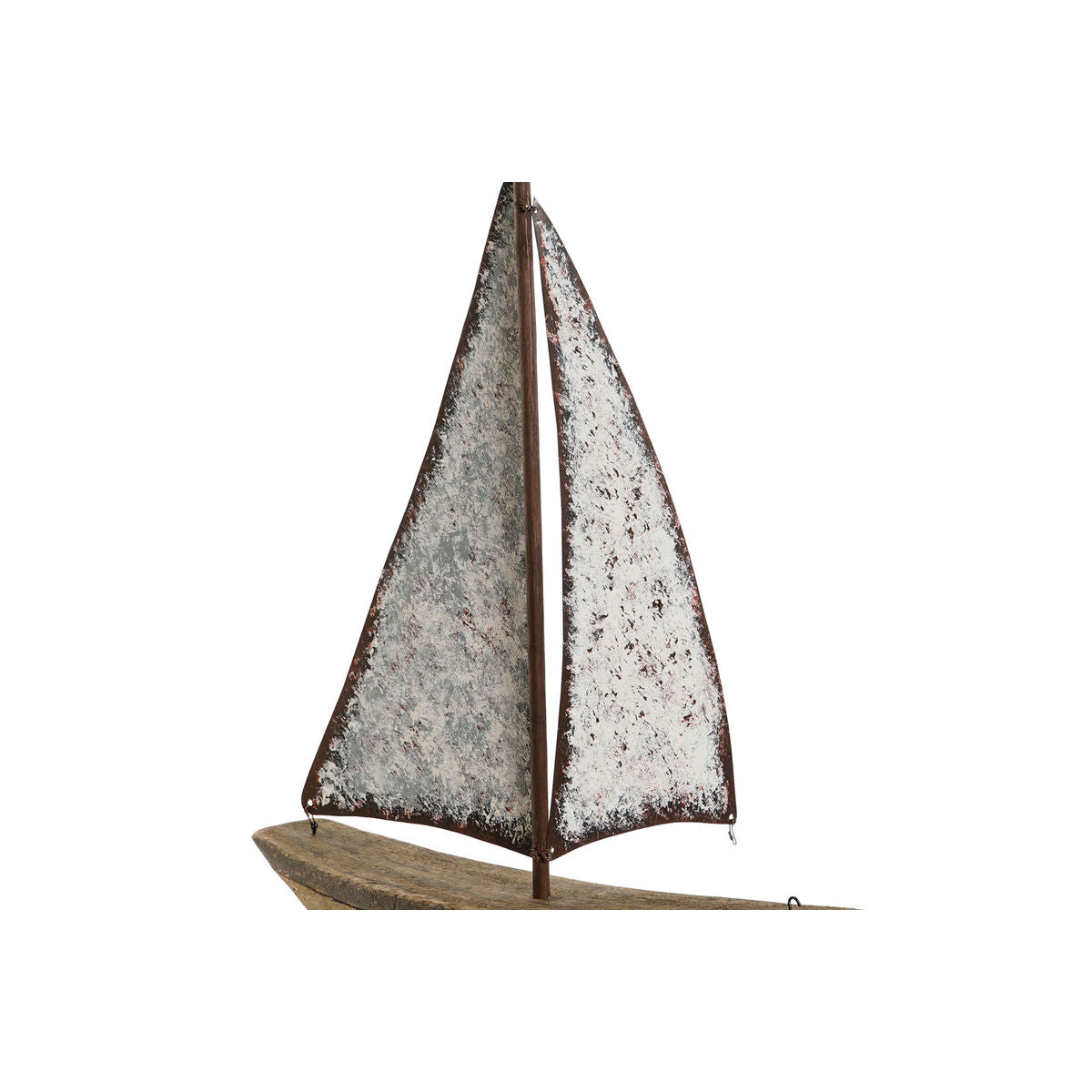 Kynttilänjalka purjelaiva, vanhahtava puu & metalli, luonnonväri 35,3×8×46,5cm