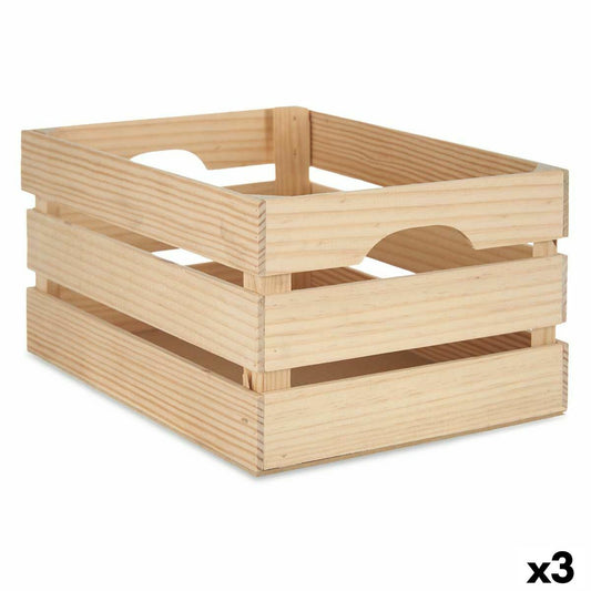 Puulaatikko mänty luonnollinen, 3 kpl – säilytyslaatikot 26 x 18,3 x 36 cm