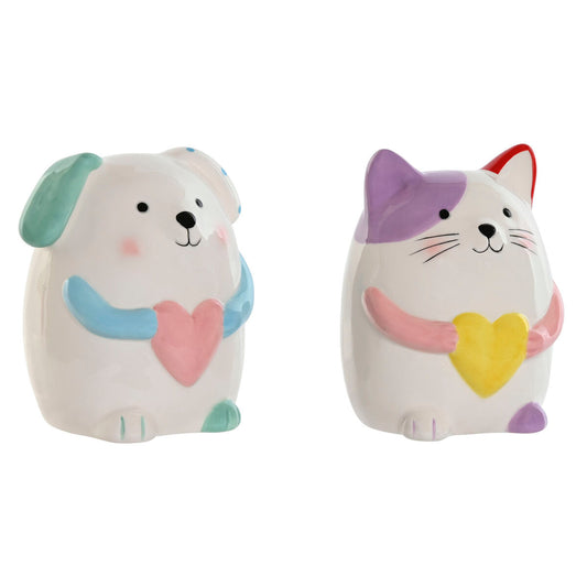Rahalipas dolomiitti monivärinen 2 kpl, eläinhahmot koira & kissa, 13 x 12 x 19 cm