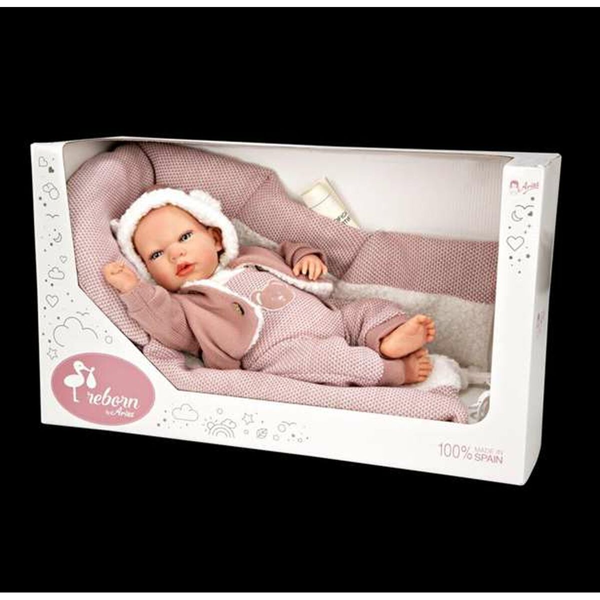 Reborn-nukke 40 cm, realistinen vauvanukke vaaleanpunaisessa puvussa ja viltti
