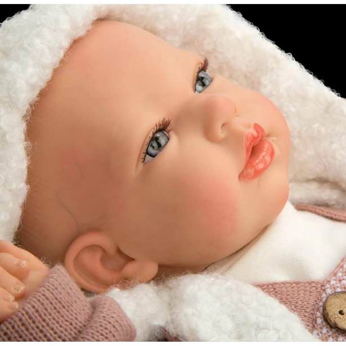 Reborn-nukke 40 cm, realistinen vauvanukke vaaleanpunaisessa puvussa ja viltti