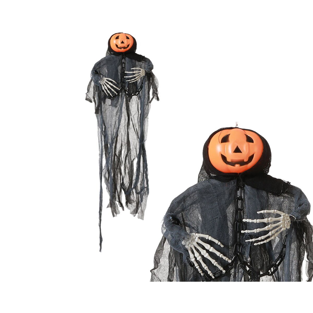 Halloween-koriste kurpitsa, ripustettava koriste luuranko musta 100 x 54 cm