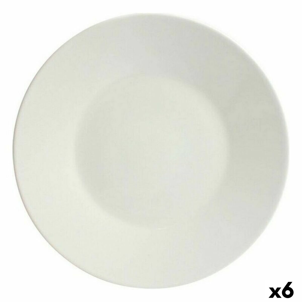 Ruokalautanen 25 cm keramiikka, litteä - 6 kpl, valkoinen, tarjoiluun, Ø 25 cm